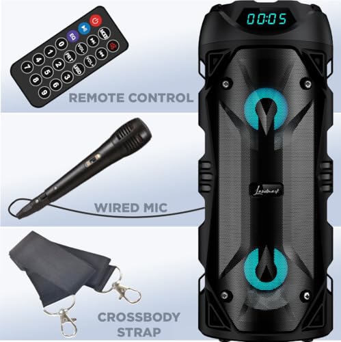 Image of LANDMARK LM BT7063 Barrel 40W Karaoke Bluetooth Party Speaker, Loud & Clear Stereo Sound with Up to 6 hrs Playtime, Disco Lights Aux /TWS /BT /USB /SD Card Connectivity with Charging Type V8(Black)