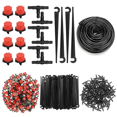 BELLE VOUS Kit de Riego por Goteo de 300 Piezas - 131ft/40m Sistema de Micro Riego Automatico para Jardin con Conectores y Tubos de Distribución de 4/6 mm - Aspersores y Manguera Ajustables