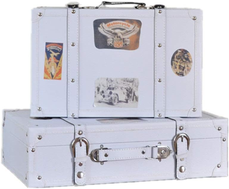 Vintage Suitcase Set of 2 Treasure Chest Vintage White