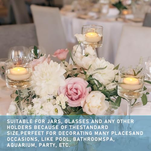 Image of 100 2-inch Floating Candles, Water Activated Flameless Tea Light | Battery Operated Waterproof Warm White LED Lights for Wedding Decorations, Pool Decor, Vase Fillers, and Party