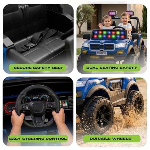 Image of Baybee RogueX Battery Operated Jeep for Kids with Parental Control | Baby Ride On Electric Car with RGB Lights, Music & Swing Mode | Rechargeable Battery Car for Kids 2 to 6 Years Boys Girls (Blue)