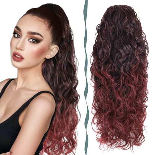 BHF Extension a coda di cavallo, capelli lunghi e ricci, da donna, con clip in sintetico con coulisse, lunghi mossi, per uso quotidiano, 66 cm (mt1b/bug#)