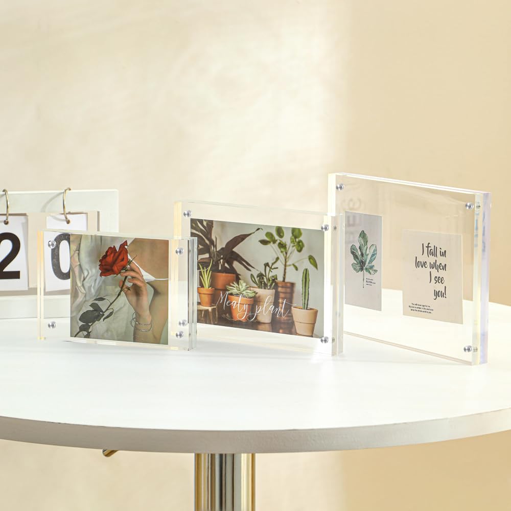 RUIXUAN Magnetische fotolijst van acryl, glas, heldere fotoweergave, magnetische fotolijst voor familiefoto's, bruiloftsfoto's en babyfoto's (transparant, 15 x 20 cm
