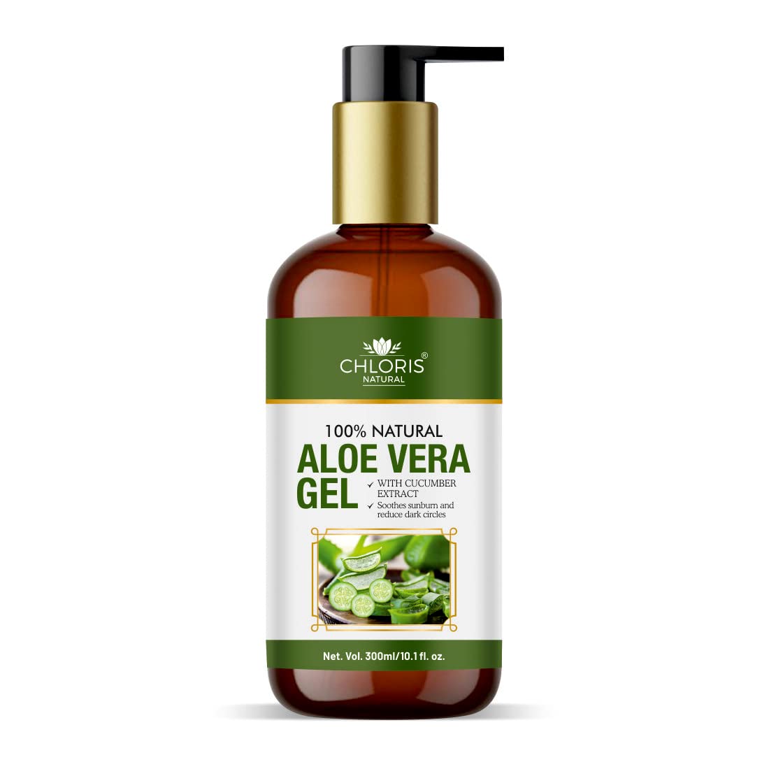Chloris Natural Aloe Vera Gel Raw - 100% Pure Natural Gel - Ideal for Skin, Face, Acne Scars, Hair Care, Moisturizer & Dark Circles (300 Gram)