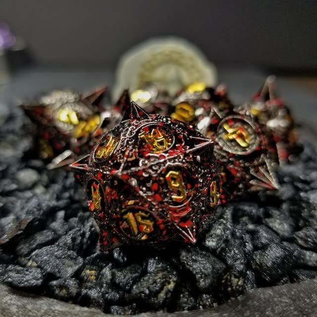 Miniatura 8 de Sage's Portal Enchanted Morning Stars - Juego de 7 dados poliédricos de metal con pinchos para Dungeons and Dragons TTRPG Pathfinder