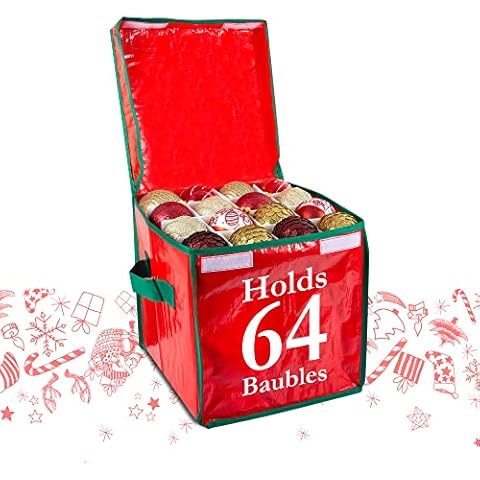 Large Christmas Bauble Storage Box for 64 Baubles Cover