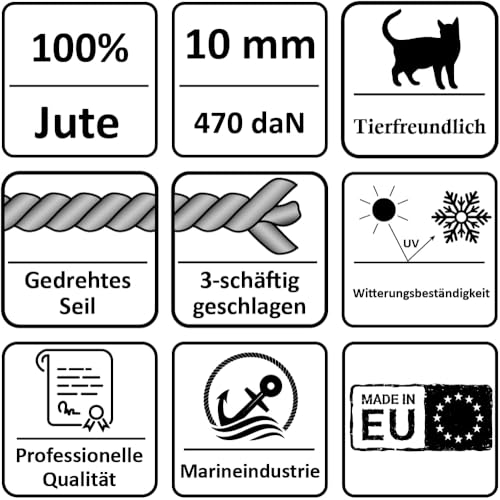 Najder - Juteseil - Naturfasern - gedreht Tauwerk - Hanf Jute Tau Seil - Seil für Barrieren und Geländer - Durchmesser 25 mm, 1 Meter