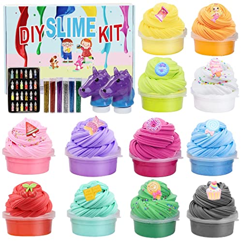 Lekebaby DIY Slime Kit, 12 Pack Butter Slime Weich und Dehnbar, Kinder Stressabbau Kreativ DIY Spielzeuge, Kunsthandwerk für Kinder 6-12 Jahren mädchen Geschenk Cover