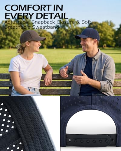 Image of Zylioo XL XXL Baseball Mesh Cap for Big Heads, Performance Snapback Hat | Laser Cut Ventilation And Elastic Snapback Fit Add Cooling Comfort For Golf, Running, Walking, Travel, And Hot Days