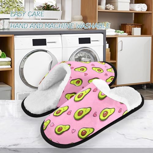 Avocado Heart Cartoon Pink Slippers For Women Men Soft Memory Foam Non-Slip Fruit Winter Indoor House Shoes Travel Slipper3
