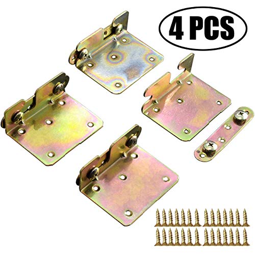 TIHOOD 4PCS Premium Heavy Duty Non-Mortise Bed Rail Fittings Wood Bed Rail Bracket