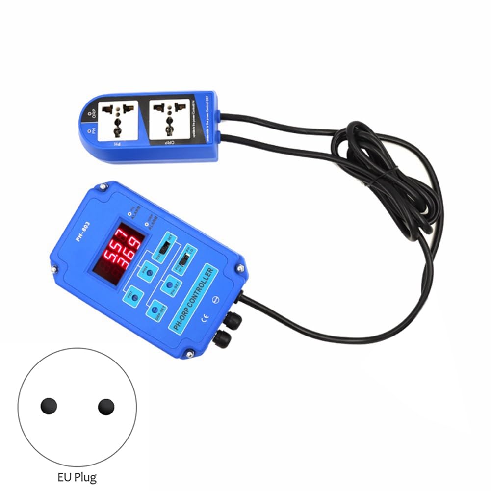 Monitor Digital 2 y 1 PH ORP Controlador Redox con Relé de Potencia de Salida para Acuario Planta HidropóNica Piscina Spa Enchufe de la UE
