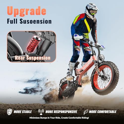 Image of 1500W Folding Electric Bike for Adults, 52V 20AH Large Removable Battery E Bike, 30+MPH, 80 Miles Max Range, 20 inch x4.0 Fat Tire Ebike, Dual Suspension Commute Electric Mountain Bicycle