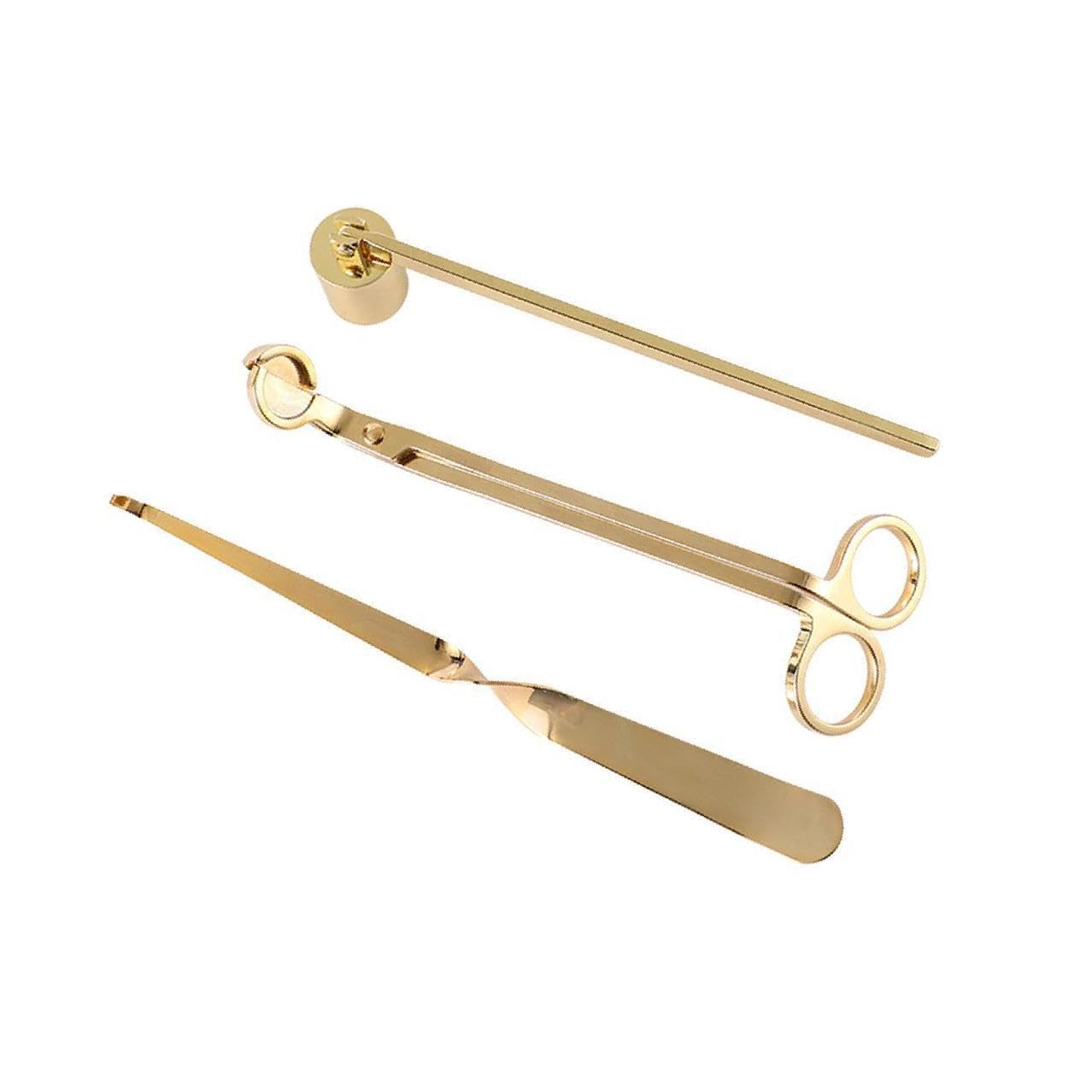 ALCXAZS Premium Candle Extinguisher Set Sleek Snuffer Wick Trimmer and Dipper Accessories Home, Gold