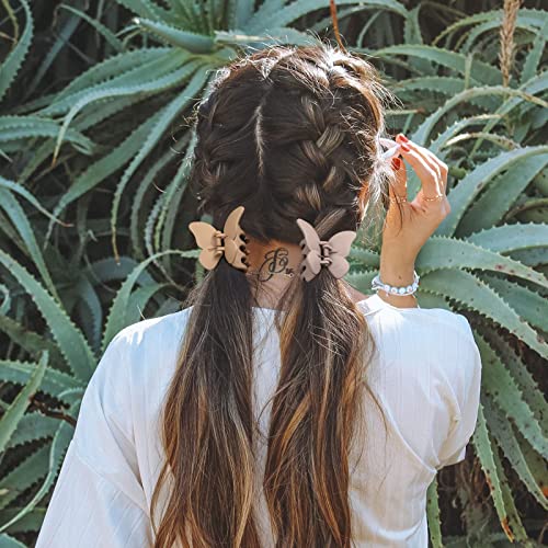 6Pcs Butterfly Hair Claw Clip - 2 Inch Butterfly Claw Hair Clips For Women Girls Small Nonslip Butterfly Jaw Clips For Thick Hair And Strong Hold Hair (Solid Color(Blue+Black+White+Brown+Fan+Coffee) #TOP3