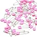 Hocansen 50 PCS Safety Pin 54mm/2.2in Baby Diaper Pins for Cloth Plastic Head Baby Pins for Diapers Stainless Steel Cloth Pins with Locking Closures Nappy Pin for Crafts（DT/Pink）