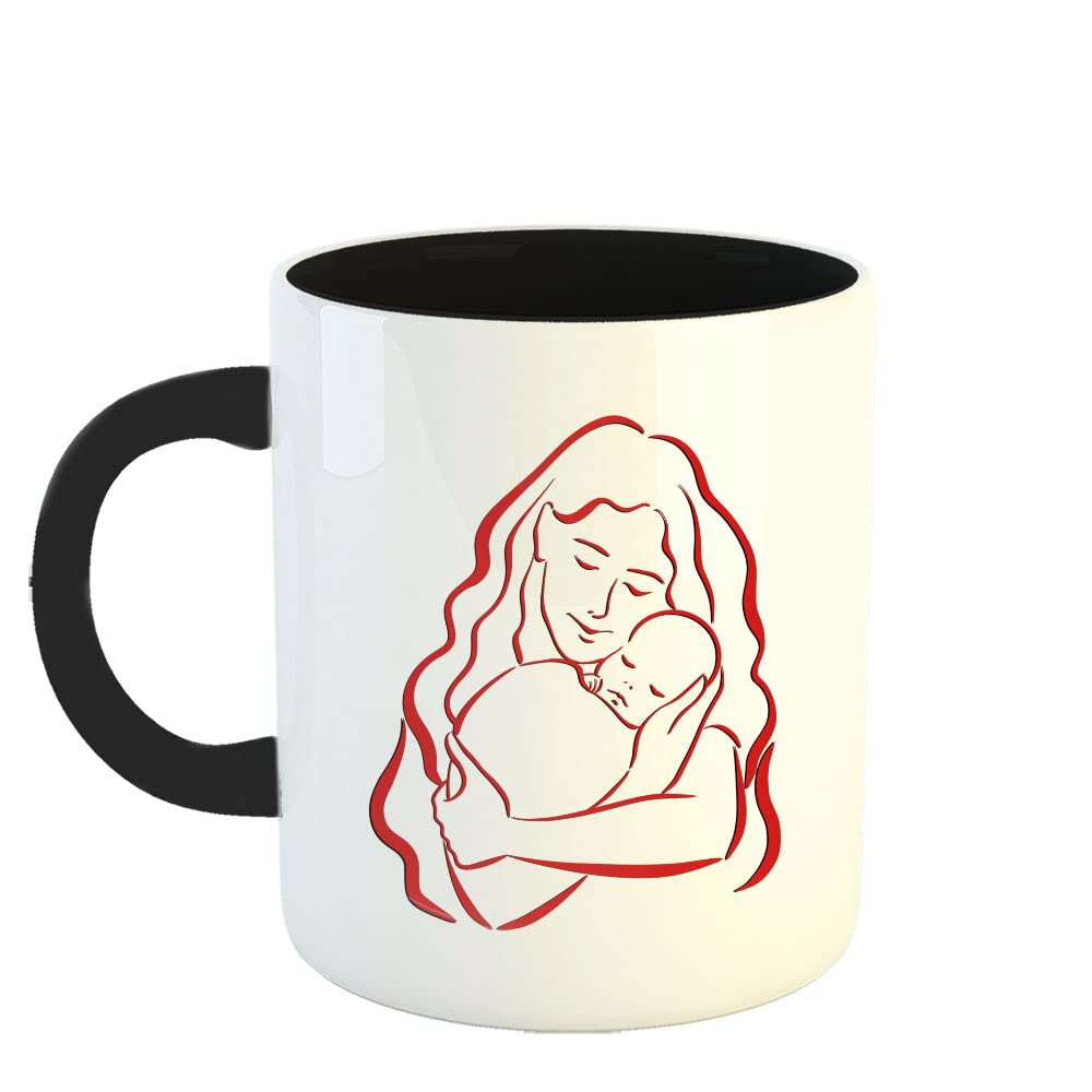 Happu - Mother's Day Tea/Coffee Printed Mug, Mothers Day Quotes - Mom & Son, 1st Mother Day, Mothers Day Gift Ideas, Mothers Day Gift for Mom Special from Daughter, 325ML, 4387-BK