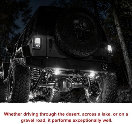 TTLCFP 4 PCS Rock Lights for Trucks, High Brightness Multifunction LED Underglow Neon Light Kit, IP67 Waterproof Rock Lamps Wheel Well Lights for Car Pickup SUV UTV, Car Accessories (White) - 3