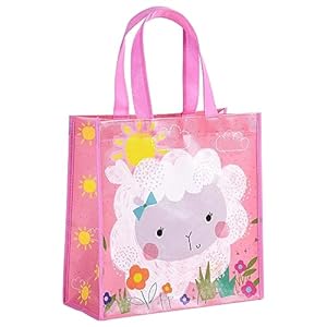 LeZakaa Sheep Recycled Gift Bag with Handles, Treat Bags, Multifunctional Non-Woven Gift Bags for Child, Kids – 10.5″ x 5″x 10.5″