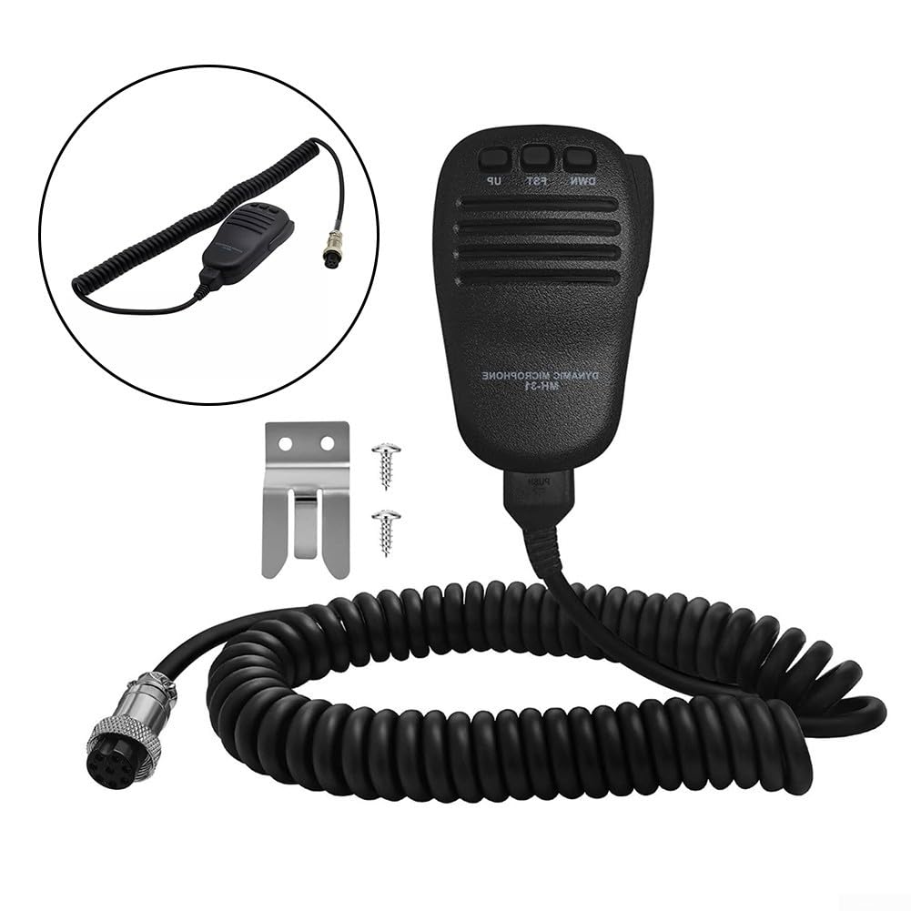MH-31B8 - Micrófono de repuesto para radios Yaesu, micrófono de mano de 8 pines con carcasa ABS y cable en espiral, compatible con FT-847 FT-920 FT