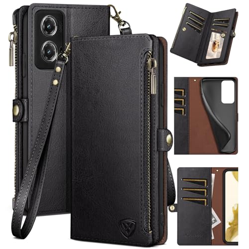XcaseBar for Moto G Stylus 5G 2024 Wallet case with Zipper Credit Card Holder【RFID Blocking】,Flip Folio Book PU Leather Phone Shockproof Cover Women Men for Stylus 5G 2024 case Black