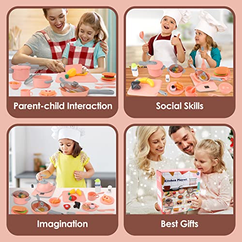61 Pcs Kid Play Kitchen Accessories Set Toy For Toddler 1-3,Pretend Food Cooking Kitchen Playset Toys With Induction Cooktop ,Pots Pans ,Cutting Play Food ,Christmas Birthday Gift For Girls Age 4-8 #TOP6