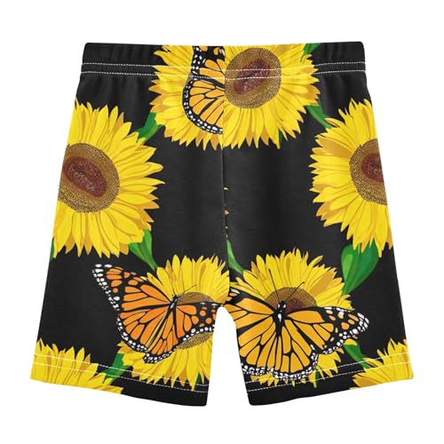 Cotton Under Dress Shorts Funny Vibrant Sunflowers Butterfly Black Toddler Girl Biker Shorts 4t Dance Clothes2