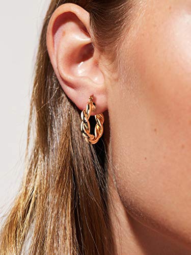 NOKMIT Twisted Hoop Earrings for Women 18K Gold Plated Open Thick Rope Round Chunky Hoops Lightweight High Polished Gold Hoop Earrings Gifts3