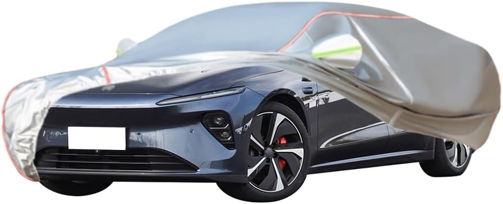 WOLWES Car Cover are Suitable for NIO ET7 All-Weather Windproof, Snowproof, Rainproof, UV-Protected and Breathable All-Season Universal with Side Door Zip Oxford Cloth Car Cover (Color : Black)