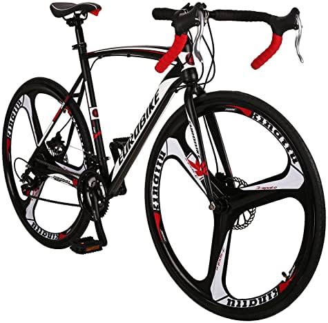 EUROBIKE Road Bike, XC550 Bike,21 Speed Womens Road Bicycle,54Cm Frame Bikes for Men,Disc Brake 700C Adult Commuter Bike (Blackwhite 54cm/3 Spoke)