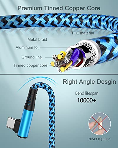 100W Usb C Cable Right Angle, C-Type Super Fast Charging Cord 90 Degree Usbc To Usbc Power Wire Compatible With Apple Ipad 10Th Generation, Ipad Pro Gen6, Ipad Mini 6Th, Macbook Pro/Air M2 2022-2Pcs #TOP4