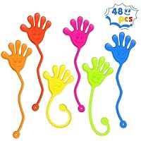 Sticky Hands Bulk 48 PCS Party Favors for Kids 4-8 8-12 Stretchy Sticky Hand Toy Halloween Goodie Bag Stuffers Fillers Treasure Box Toys for Classroom Prizes Students Gifts Birthday Party Supplies