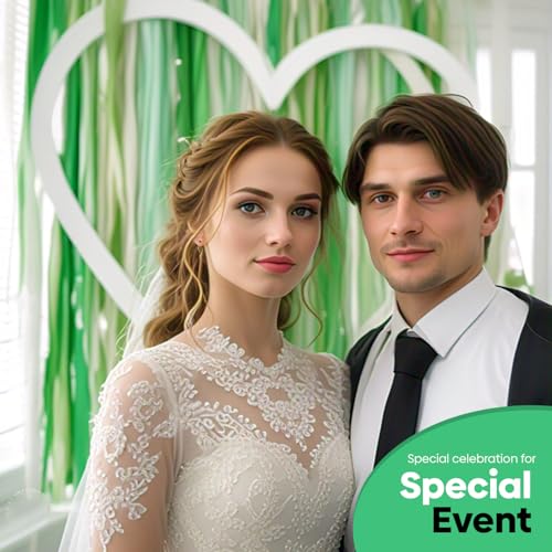 Image of 12 Green & White Crepe Paper Streamers, 984ft Pack of Party Decorations | Each roll is 82 ft long and 1.8 Inch wide ideal for Birthday Party Decor, Graduation Parties and St.Patrick's Day