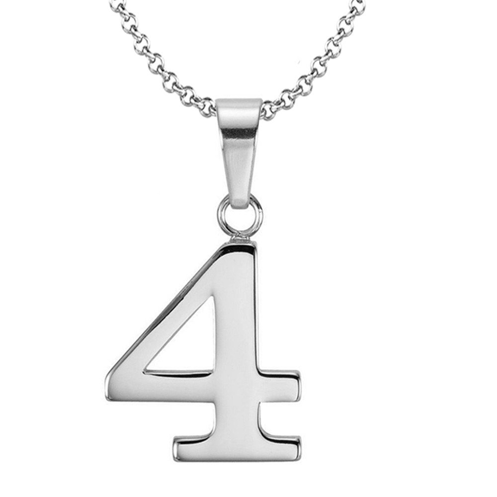 925 Sterling Silver Number 0-9 Charms Pendant Necklace with Chain white