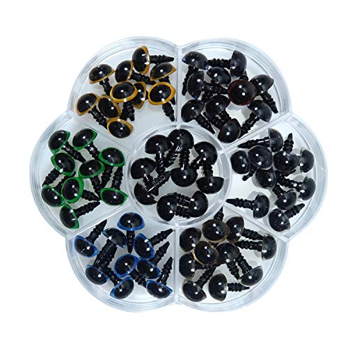 TOAOB 70pcs 10mm Safety Eyes for Crochet Dolls Eyes Plastic Amigurumi Eye Colorful Crochet Eye with Washers Amigurumi Doll Making DIY Craft Plush Animals