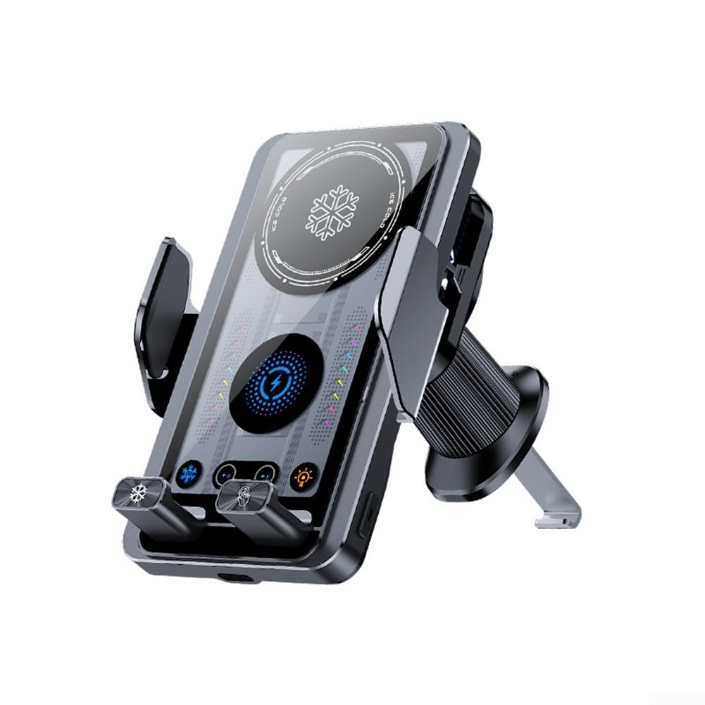 Soporte para teléfono de coche cargador inalámbrico de 15 W con disipación de calor de refrigeración y detección magnética, cargador inalámbrico de coche con sujeción automática, montaje de