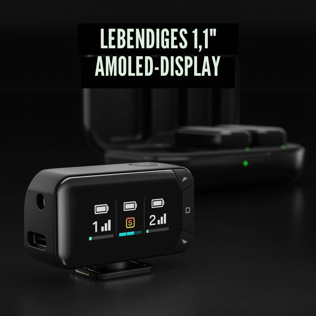 RØDE Wireless Micro Kompaktes kabelloses Mikrofon-Kamerakit Zwei Mikrofone Kamerareceiver Smartphone-Receiver Ladecase USB-C Schwarz
