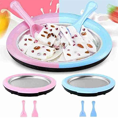 Oriental riverkit Rolled Ice Cream Maker Cream Roll Maker Ice Cream Roll Maker with 2 Spatulas Round Griddle Pan Healthy Homemade DIY Instant Ice Cream Maker 30 * 22.5cm (Red)