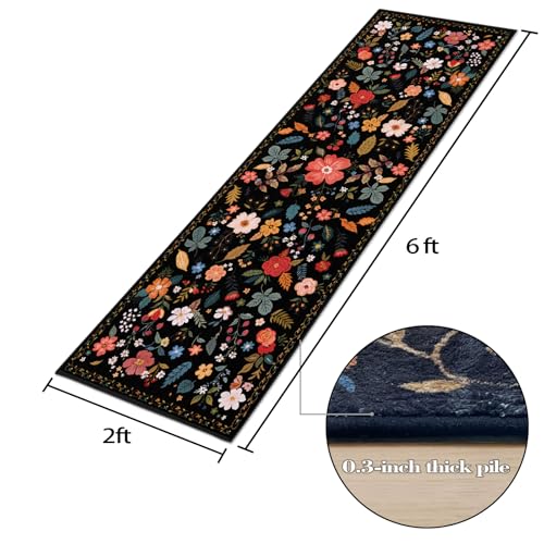 Non-Slip Washable Runner Rug with Boho Floral Design - $22.99