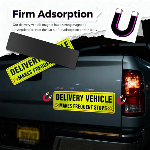 Image of 2PCS Reflective Delivery Driver Magnet for Car,Eye-catching Frequent Stops Car Magnet as Delivery Driver Accessories,Waterproof Deliveries Magnetic Cars Sign Cars Accessories