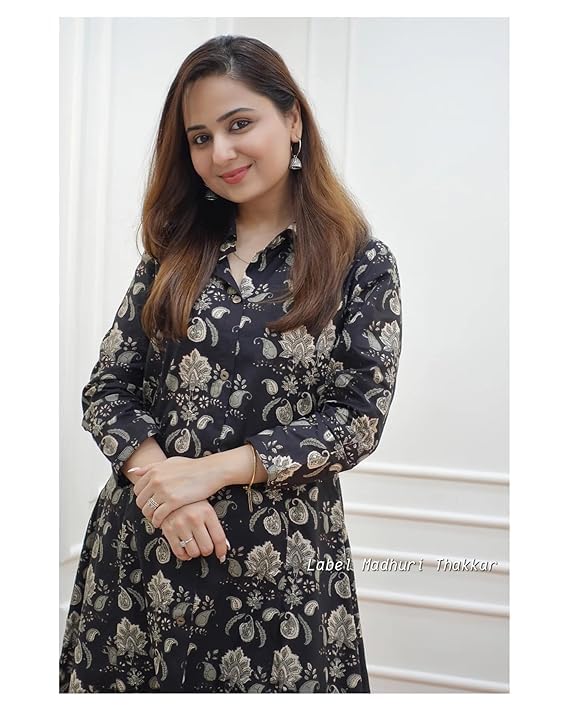 Image of GRECIILOOKS Co ord set for women stylish | Anarkali Kurta-Set - Viscose Printed Kurta & Straight Pant | kurtis| Festive Indian Traditional Outfit Dress for Functions & Puja | Trendy Travel & Streetwear Look for Woman | 3 /4 Half Sleeve