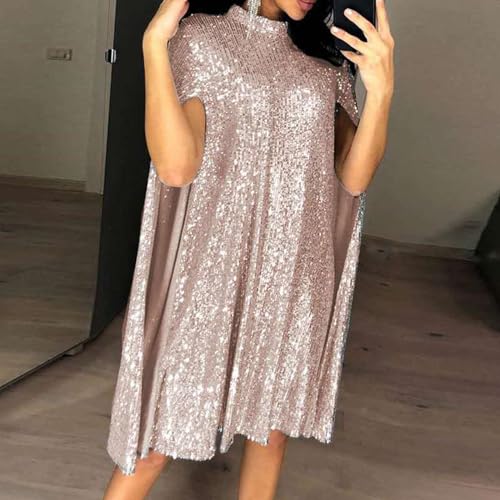 Robe ample plissée haut de gamme avec cape à paillettes