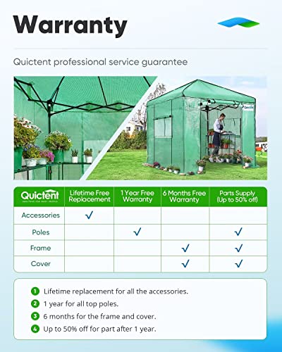 Quictent 8X8 Ft Portable Walk-In Greenhouse Instant Green House For Outdoors, Pop-Up Easy Setup Strong Frame Indoor Garden Canopy, Roll-Up Front Screen Door & 3 Screen Window With Support Pole, Green #TOP7
