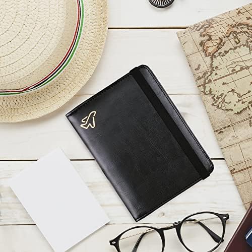 Passport Holder Cover, WALNEW RFID Blocking Leather Passport Covers, Travel Wallet Organiser Card Case for Men & Women (Black)