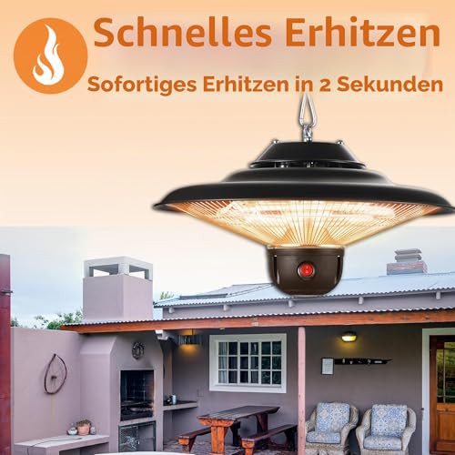 Donyer Power Elektrischer Terrassenheizstrahler, Deckenmontage, für den Außen- oder Innenbereich, 1500W