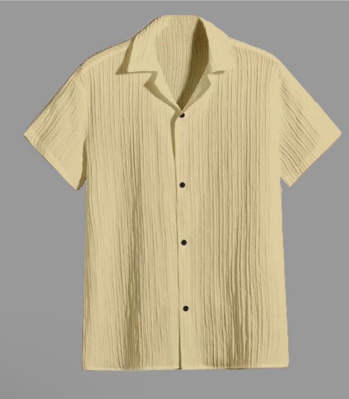 Image of Vikita Enterprise Kid Boy's Cotton Solid Shirt with Spread Collar Neck Half Sleeves Button Closure Curved Hem Length | Shirt For Kids Boys