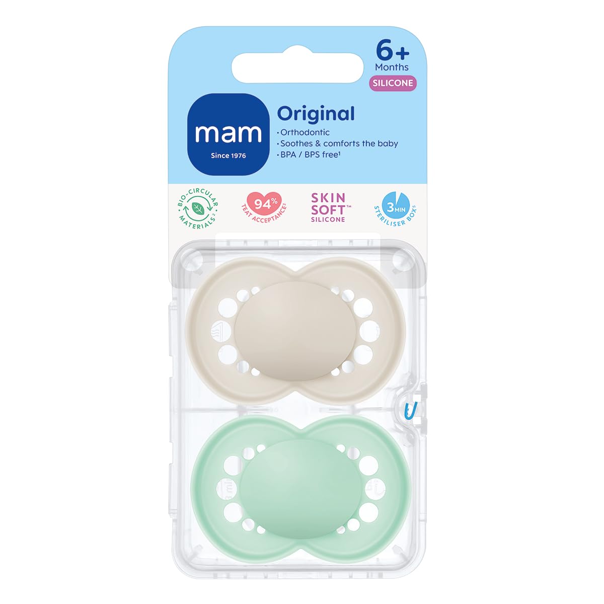 MAM Original Soothers, Plain Stone, 2 Pack - Image 2