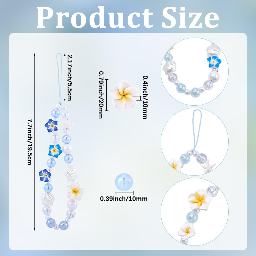 SUNNYCLUE 1 boîte de 228 pièces Kit de Création de 6 breloques pour Téléphone (Drapeau Cordon Perles en Forme D'Étoile de Mer Perles de Fleur de Frangipanier Perles de Fleur D'Été Perles de Fleur D'Ét