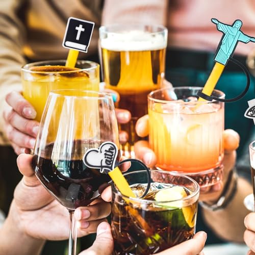 8 Piezas Tapas de Silicona para Pitillos con Diseño Jesús miniatura 6