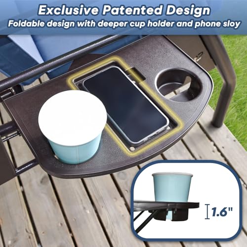 Image of ZZW 3 Seat Outdoor Porch Patio Swing with Stand 800lbs 2-in-1 Convertible Swing Bed with Adjustable Canopy & Removable Cushion for Yard Garden Deck (Blue, Round Tube)